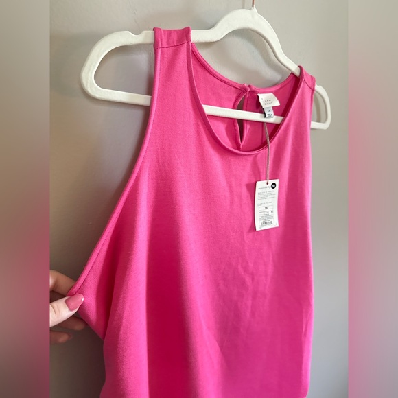 A New Day • NWT Pink Barbiecore Ruched Side Midi Dress 1X Summer Sleeveless - Picture 8 of 11